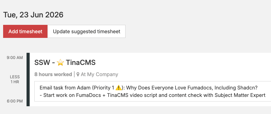 Created Timesheet